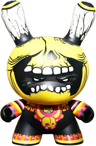 Mictlantecuhtli Dunny figure by Saner, produced by Kidrobot. Front view.