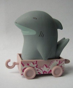Shark figure by Kid Acne, produced by Kidrobot. Front view.