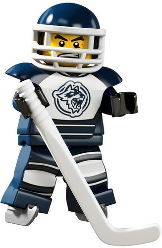 Ice Hockey Player figure by Lego, produced by Lego. Front view.