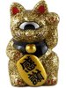 Mini Fortune Cat - Gold Glitter - Silver Eye