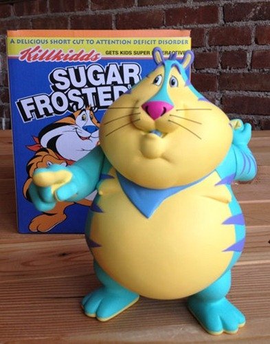 Fat Tony - Teal, Popaganda Exclusive figure by Ron English, produced by Popaganda. Front view.