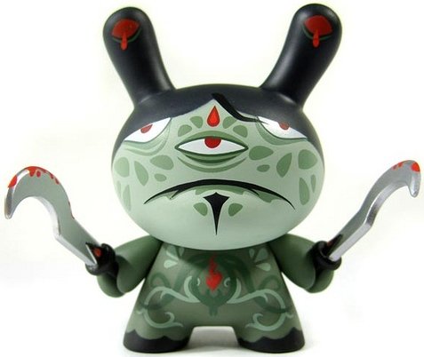 Servant of Kali figure by Andrew Bell, produced by Kidrobot. Front view.