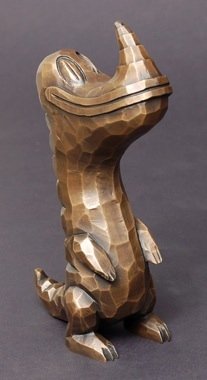 Bronze Pollard figure by Tim Biskup, produced by Flopdoodle. Front view.