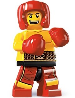 Boxer figure by Lego, produced by Lego. Front view.