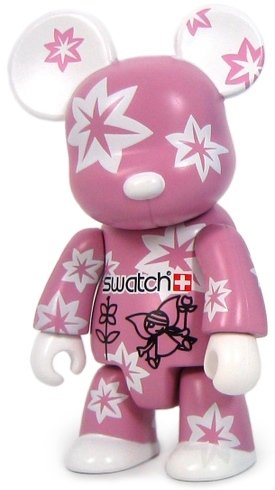 Swatch Pink Bear figure, produced by Toy2R. Front view.