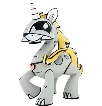 Unicornasaurus figure by Joe Ledbetter, produced by Kidrobot. Front view.