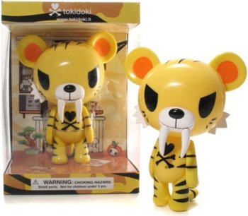 Tiger - Yellow figure by Simone Legno (Tokidoki), produced by Strangeco. Front view.