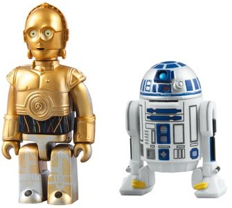 C-3PO & R2-D2 Kubrick Set figure, produced by Medicom Toy. Front view.
