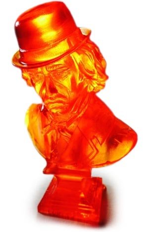 Ludwig Van Beethoven - Orange Resin figure by Frank Kozik. Front view.