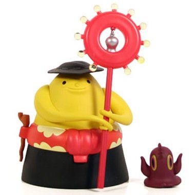 Crossing Guard figure by Nathan Jurevicius, produced by Kidrobot. Front view.
