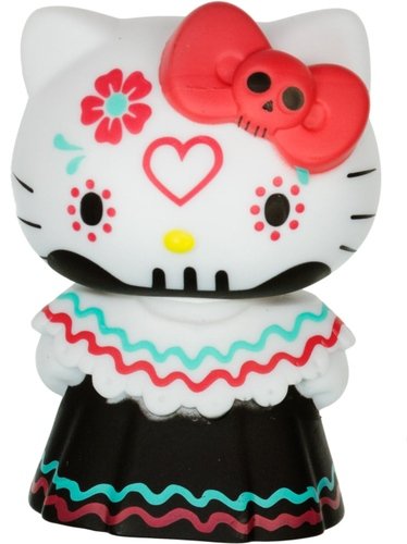 Hello Kitty Horror Mystery Minis - Red Bow Calavera Day of the Dead figure by Sanrio, produced by Funko. Front view.
