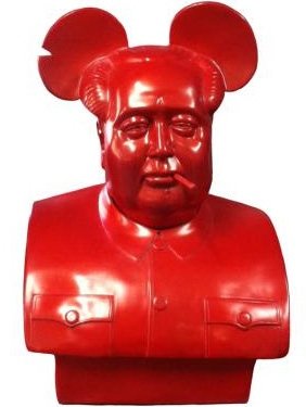 Bird is the Word - Red Mega Mao figure by Frank Kozik, produced by Ultraviolence. Front view.