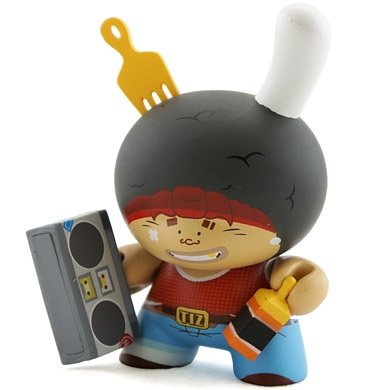 Afro White figure by Tizieu, produced by Kidrobot. Front view.