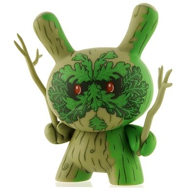 Green Man figure by Doktor A, produced by Kidrobot. Front view.