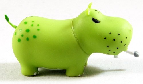 Jungle Green Potamus figure by Frank Kozik, produced by Toy2R. Front view.