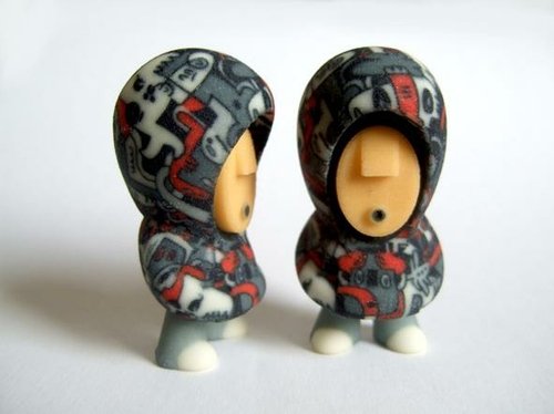 Hoody figure by Jon Burgerman. Front view.