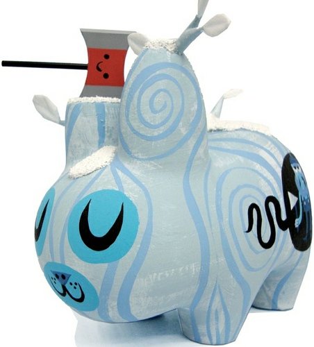 Wood Labbit - Ice figure by Amanda Visell. Front view.
