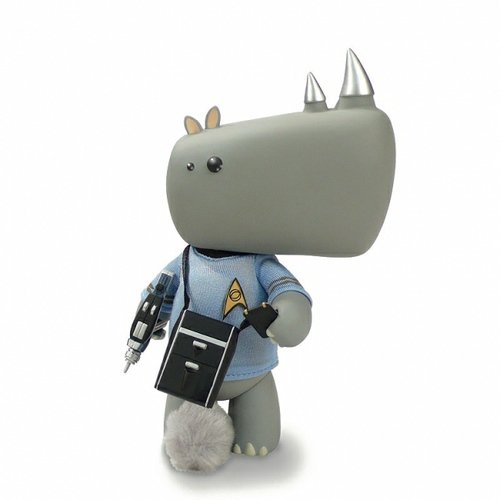 Affonso White Rhino figure by Patrick Ma, produced by Rocketworld. Front view.