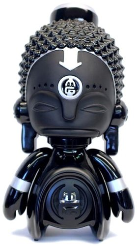 Black Buddha figure by Marka27, produced by Bic Plastics. Front view.