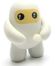 White Ninja figure by Shawn Smith (Shawnimals), produced by Kidrobot. Front view.