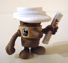 latte figure by Jeremyville, produced by Kidrobot. Front view.
