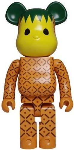 Pineapple Be@rbrick 1000%  figure by LeviS X Clot, produced by Medicom Toy. Front view.
