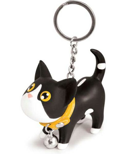 Black and White Keyring Kat figure, produced by Semk. Front view.