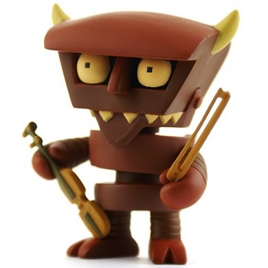 Robot Devil figure by Matt Groening, produced by Kidrobot. Front view.