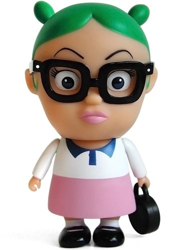 Green Hair Little Enid figure by Daniel Clowes, produced by Presspop. Front view.
