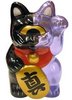 Mini Fortune Cat - Black/Clear Purple Split