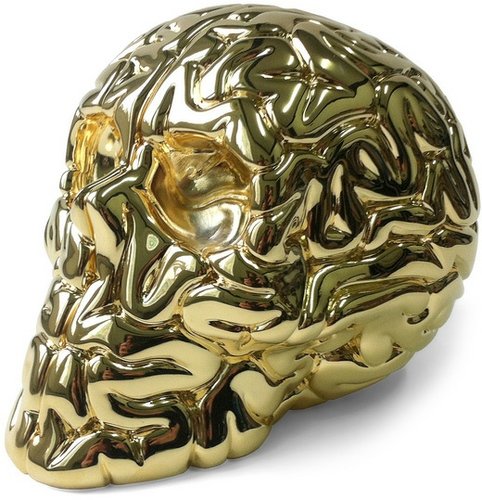 Skull Brain - 24K: Gold plated figure by Emilio Garcia, produced by Secret Lapo Laboratories. Front view.