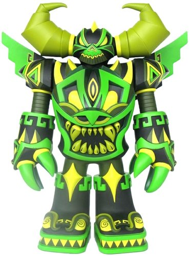 Mecha Azteca - Jungle  figure by Jesse Hernandez, produced by Raje Toys. Front view.