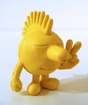 Sunshine figure by Jeremyville, produced by Kidrobot. Front view.