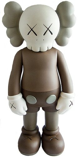 5YL Companion - Brown figure by Kaws, produced by Medicom. Front view.
