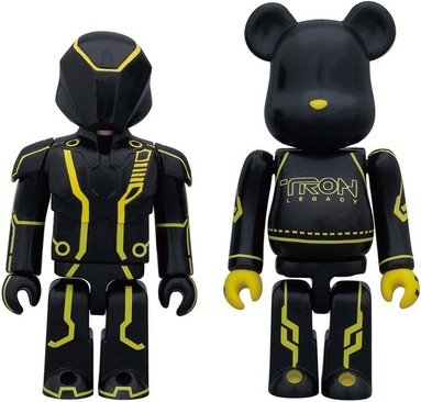 CLU & CLUs lightcycle Be@rbrick 2 Pack figure by Disney, produced by Medicom Toy. Front view.