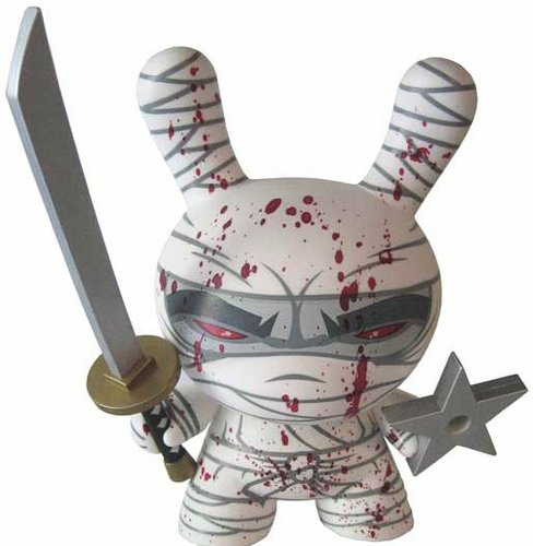 MAD Ninja figure by Jeremy Madl (Mad), produced by Kidrobot. Front view.