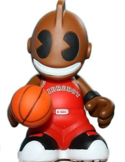 KidBaller - Red figure, produced by Kidrobot. Front view.