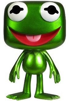 Metallic Kermit - SDCC 2013 figure by Jim Henson, produced by Funko. Front view.