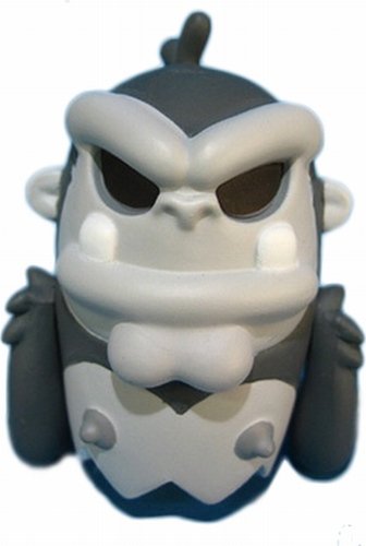 Grey Ape BoOoya figure by Jeremy Madl (Mad), produced by Kidrobot. Front view.
