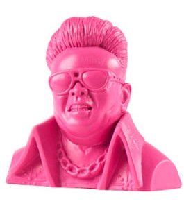 The Pyong Yang Player (Pink) figure by Frank Kozik, produced by Kidrobot. Front view.