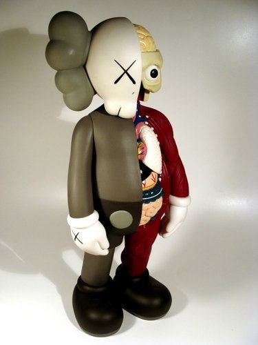 Dissected Companion - Brown figure by Kaws, produced by Medicom Toy. Front view.