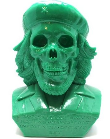 Dead Che Bust - Green GID figure by Frank Kozik, produced by Ultraviolence. Front view.
