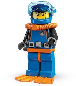 Deep Sea Diver figure by Lego, produced by Lego. Front view.