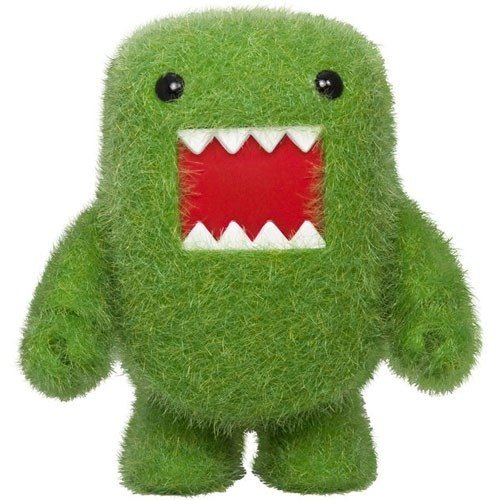 Flocked Love Green Domo Qee figure by Toy2R, produced by Toy2R. Front view.