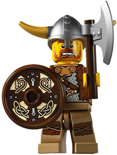 Viking figure by Lego, produced by Lego. Front view.