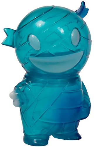 Pocket Mummy Boy - Clear Blue figure by Brian Flynn, produced by Super7. Front view.