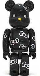 Black Hello Kitty - Secret Cute Be@rbrick Series 9 figure by Sanrio, produced by Medicom Toy. Front view.