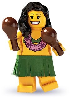 Hula Dancer figure by Lego, produced by Lego. Front view.