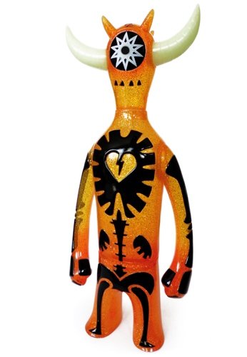 Monoghost - Orange Glitter - Lucky Bag 2013 figure by Brian Flynn, produced by Super7. Front view.