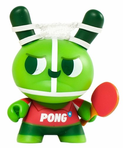 The Ping Pong Twins - Pong figure by Mauro Gatti, produced by Kidrobot. Front view.